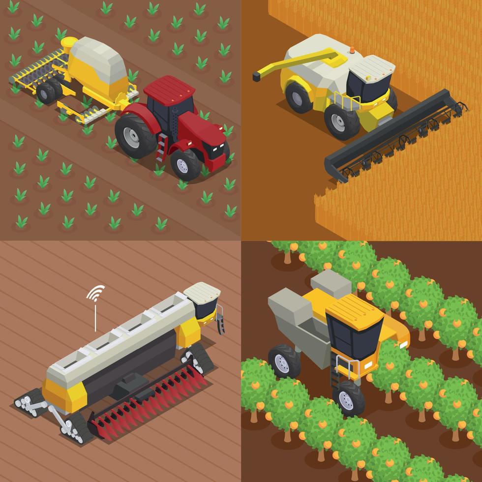 Modern Agriculture Isometric Compositions vector