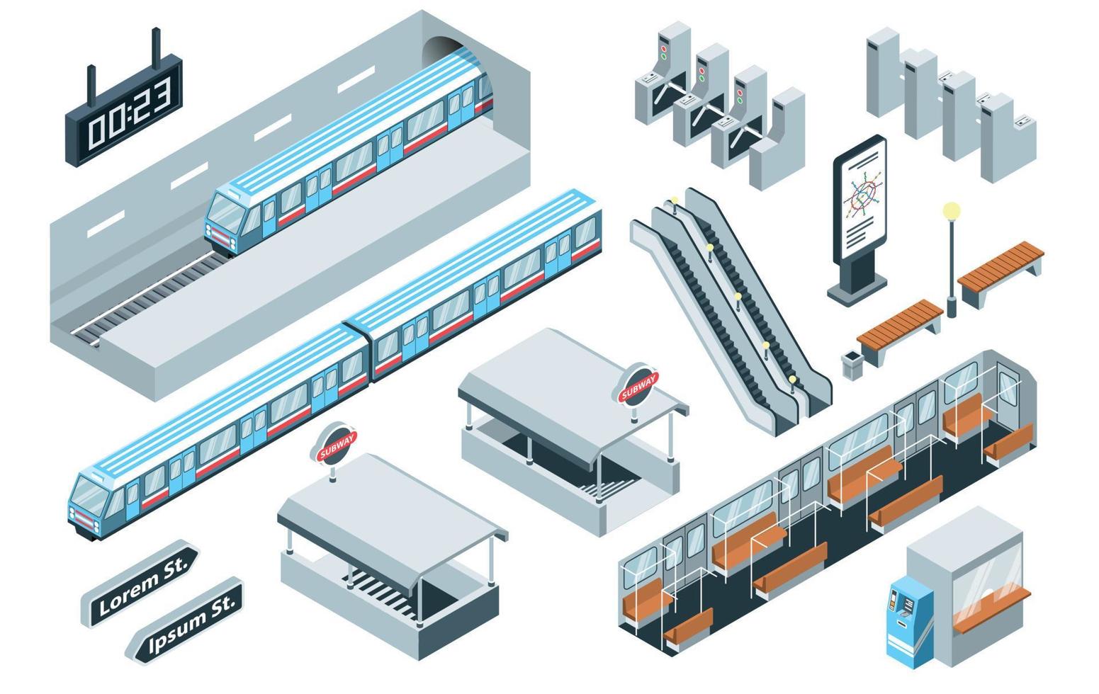 Isometric Subway Set vector