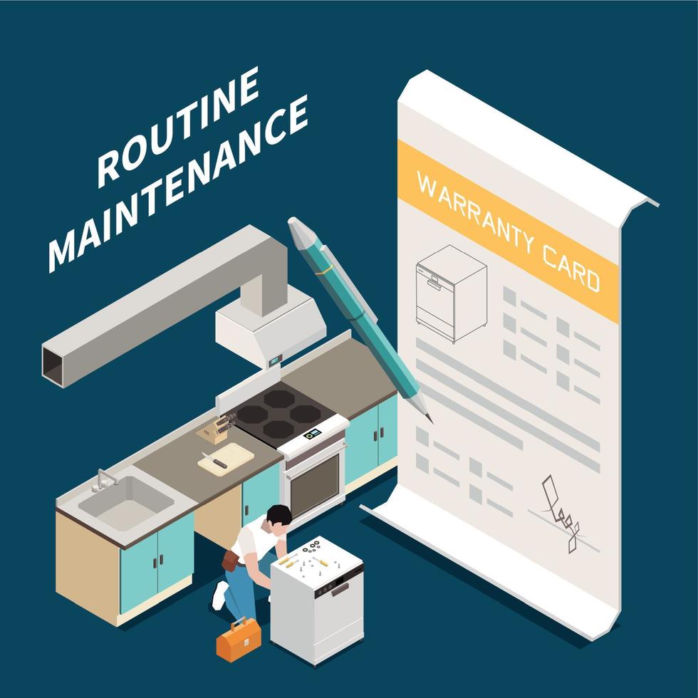 Routine Maintenance Isometric Background vector