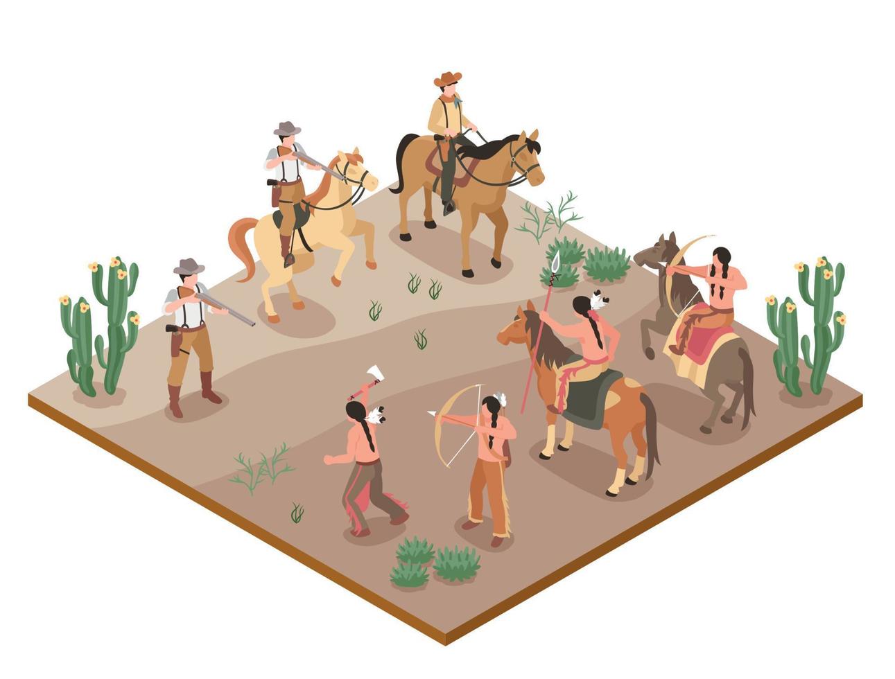 Wild West Isometric Composition vector
