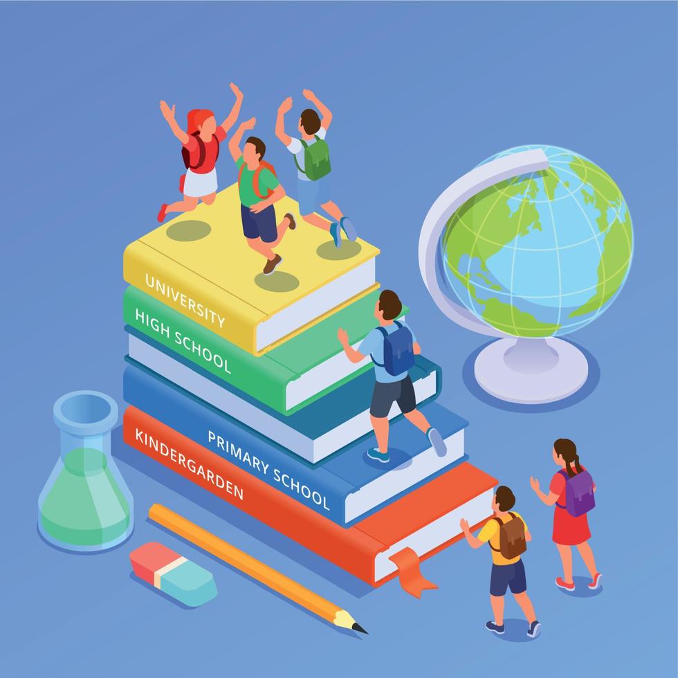 School Books Stack Composition vector