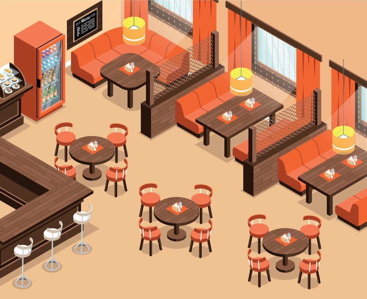 Isometric Restaurant Interior vector