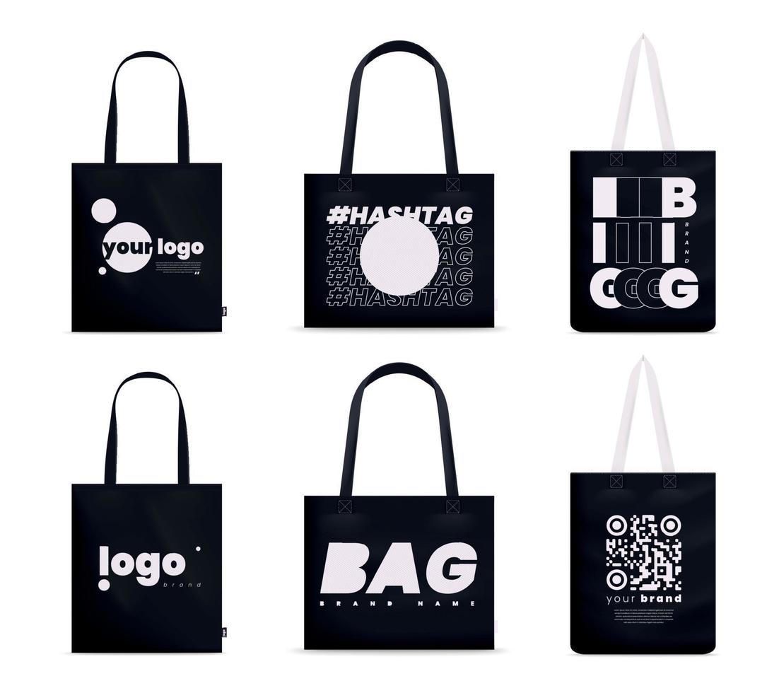 Black Tote Bags Set vector