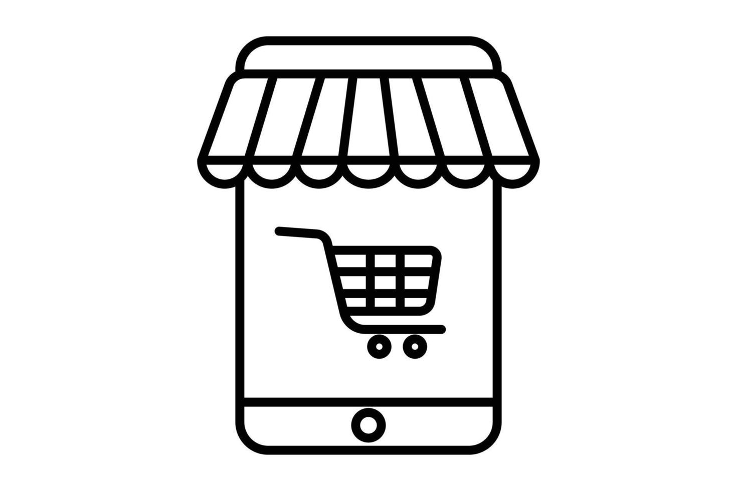 Mobile shop icon illustration. icon related to shopping. Line icon style. Simple vector design editable