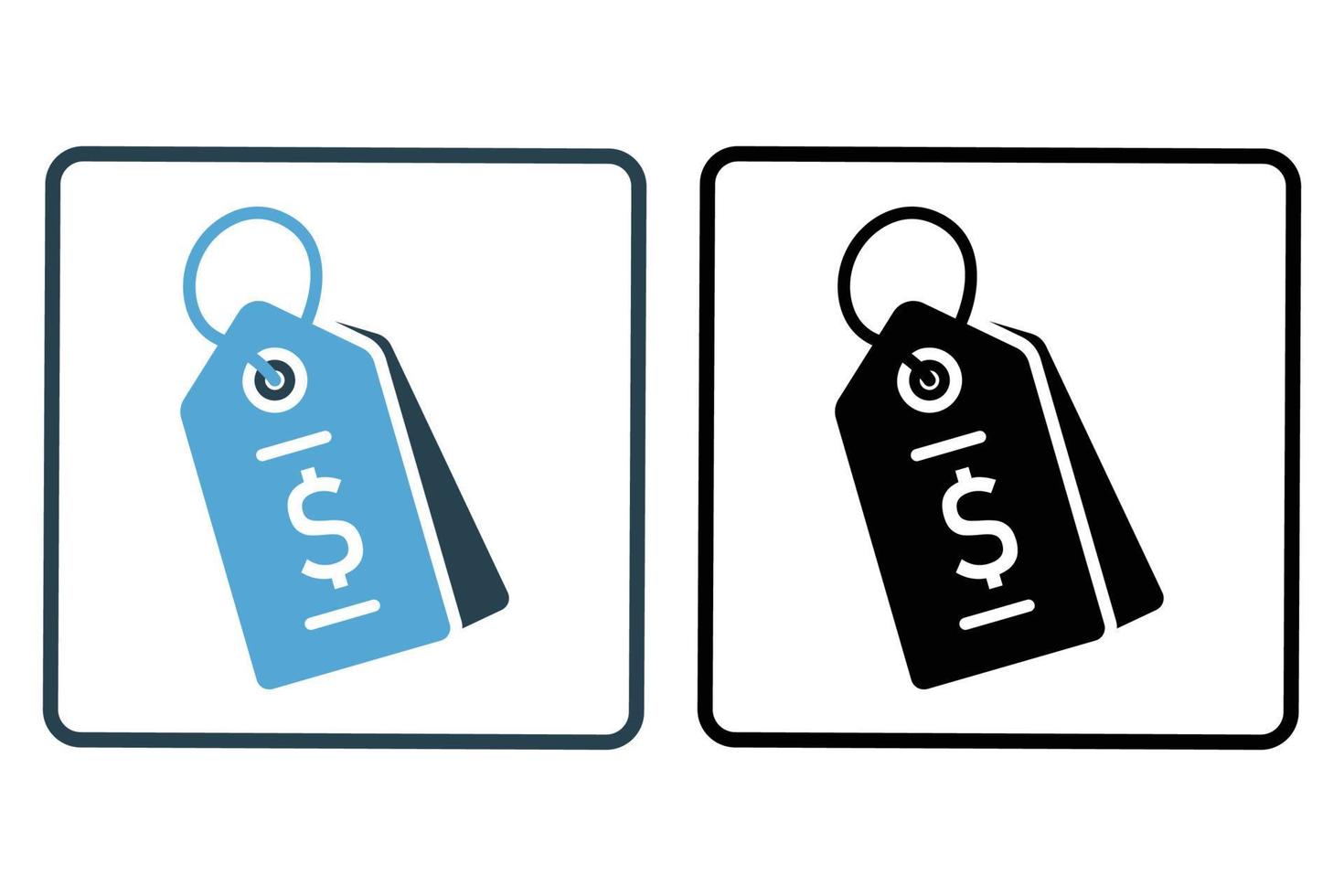 etiqueta icono ilustración. icono relacionado a compras. sólido icono estilo. sencillo vector diseño editable