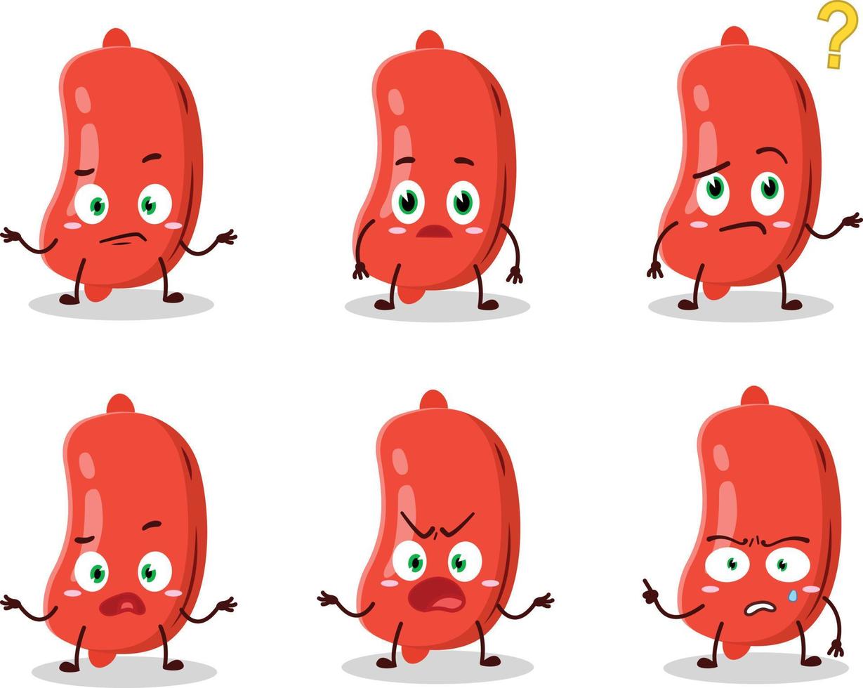 dibujos animados personaje de salchicha con qué expresión vector