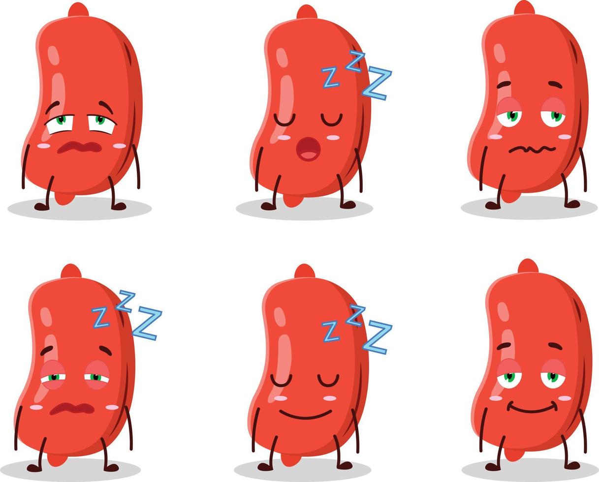 Cartoon character of sausage with sleepy expression vector