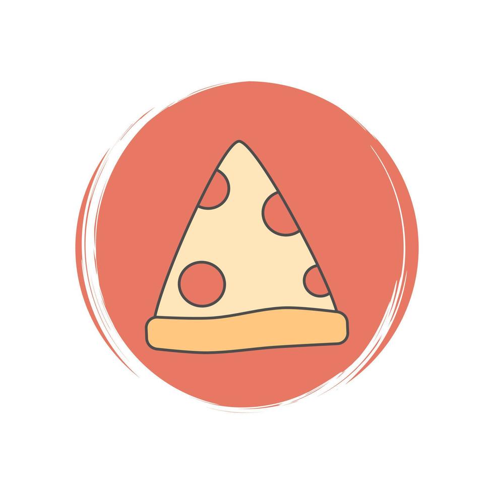 Pizza icono vector, ilustración en circulo con cepillo textura, para social medios de comunicación historia realce vector