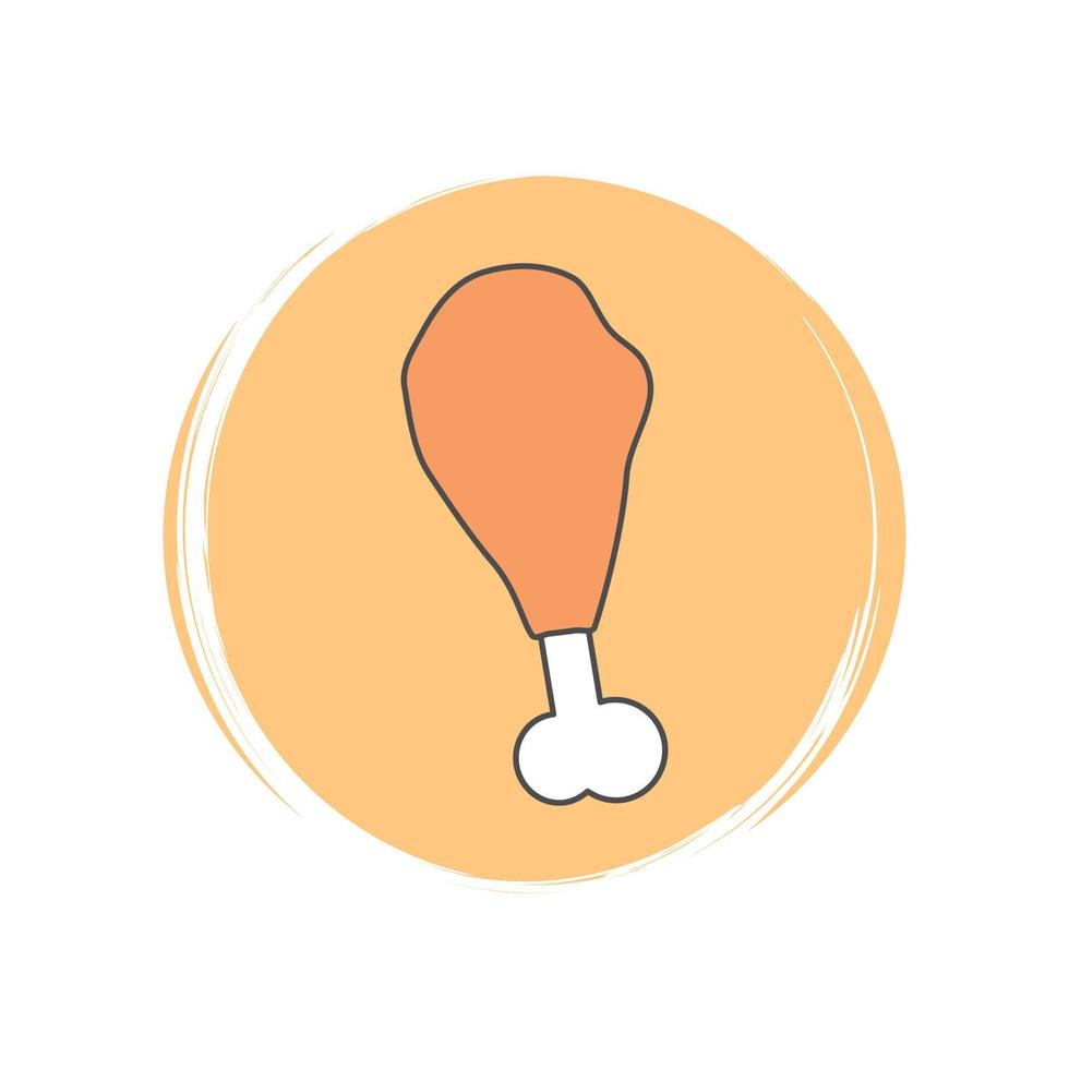 Fried chicken icon vector, illustration on circle with brush texture, for social media story highlight vector