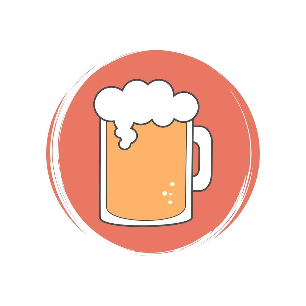 Beer icon vector, illustration on circle with brush texture, for social media story highlight vector