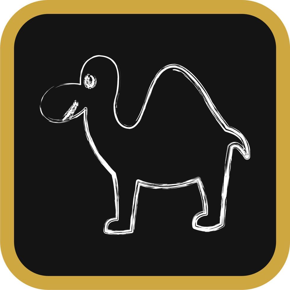 Icon camel. Islamic elements of Ramadhan, Eid Al Fitr, Eid Al Adha. Icons in chalk style. Good for prints, posters, logo, decoration, greeting card, etc. vector