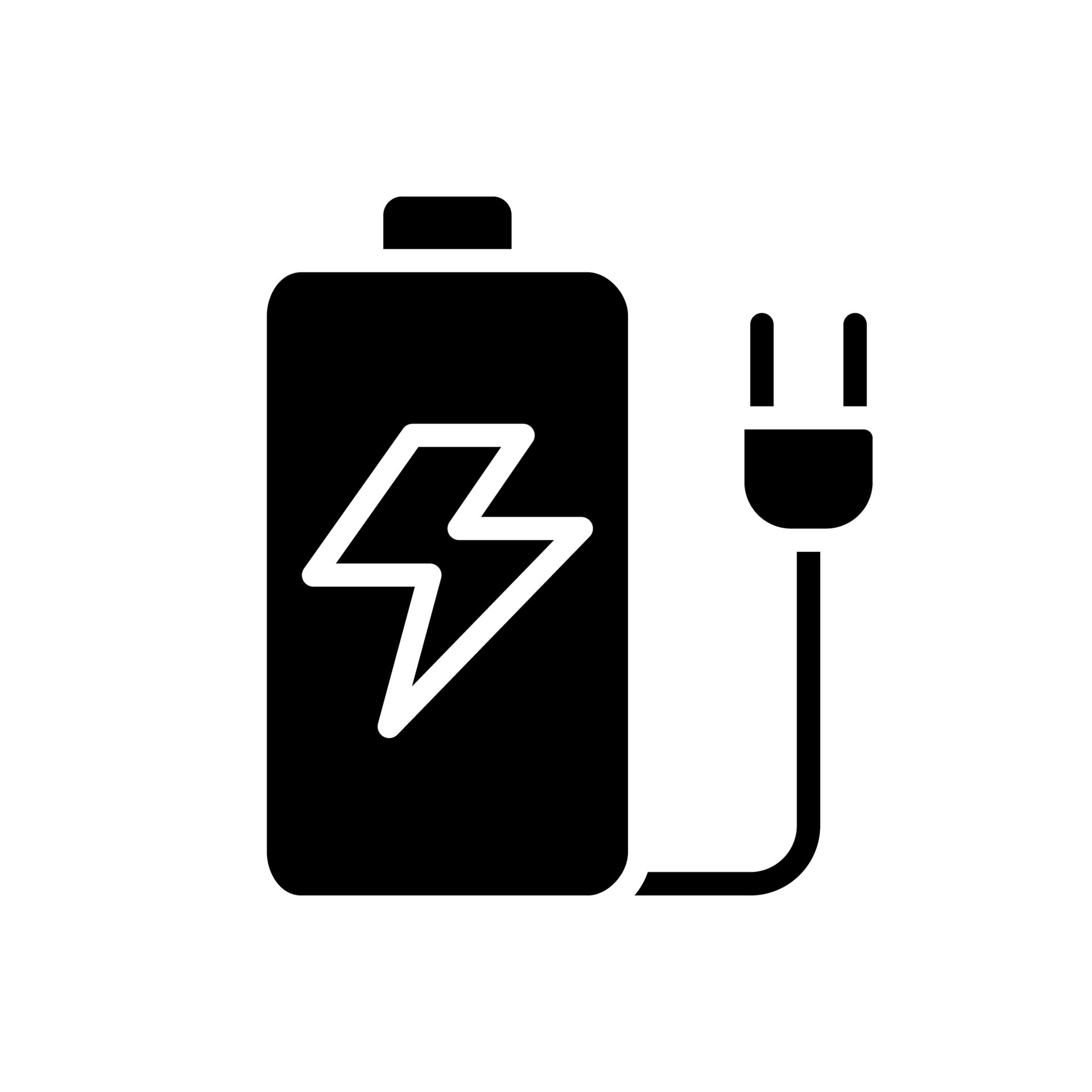 Rechargeable battery black glyph icon. Energy accumulator. Portable