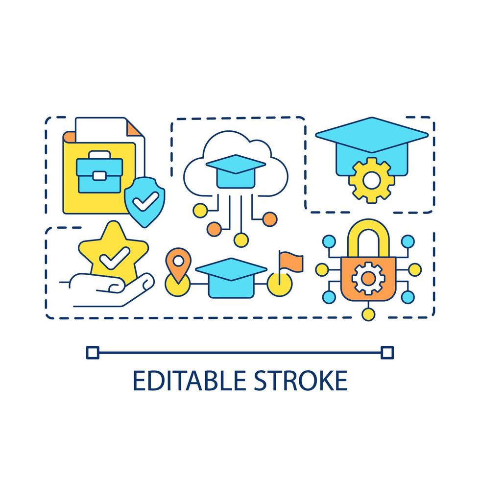 Training for employees concept icon. Education program for business. Data protection. Elearning abstract idea thin line illustration. Isolated outline drawing. Editable stroke vector