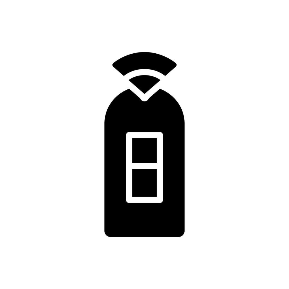 inteligente ligero cambiar negro glifo icono. remoto controlar de hogar Encendiendo vía teléfono inteligente automatizado dispositivo. energía ahorrador. silueta símbolo en blanco espacio. sólido pictograma. vector aislado ilustración