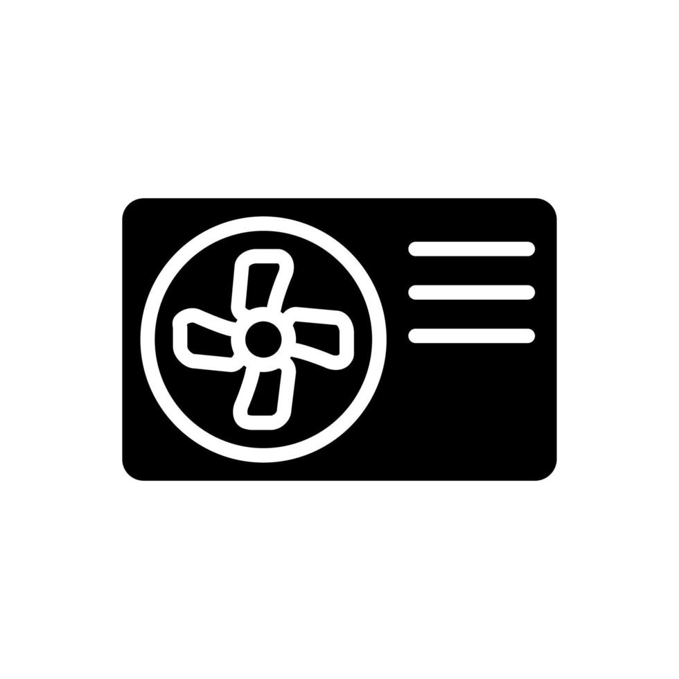 Air source heat pump black glyph icon. Heating and cooling appliance. Device for home. Efficient energy consumption. Silhouette symbol on white space. Solid pictogram. Vector isolated illustration