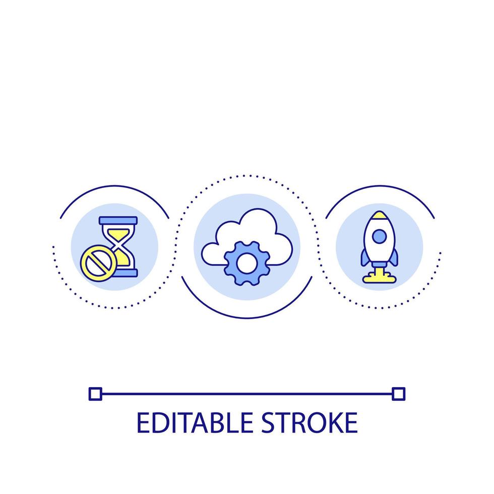 Quick processing data loop concept icon. Innovating cloud services. Digital technology abstract idea thin line illustration. Isolated outline drawing. Editable stroke vector