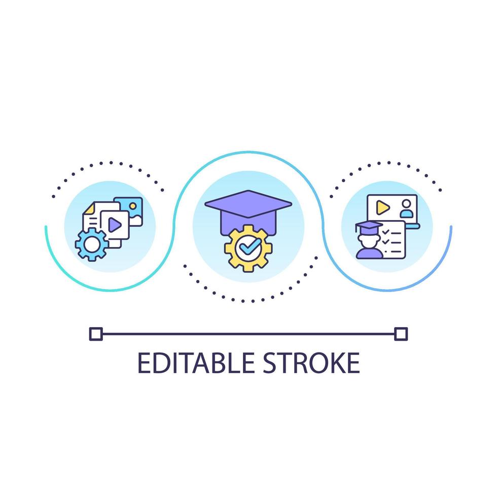 Create online course loop concept icon. Digital materials. Educational content. Video training abstract idea thin line illustration. Isolated outline drawing. Editable stroke vector