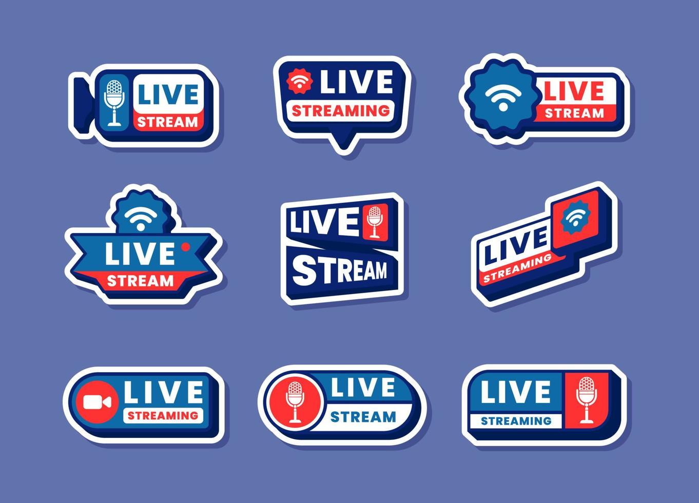 Live Streaming Label Set vector