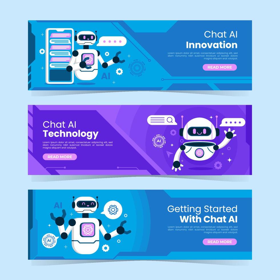 Chat AI with Smart Robot Banner Set vector