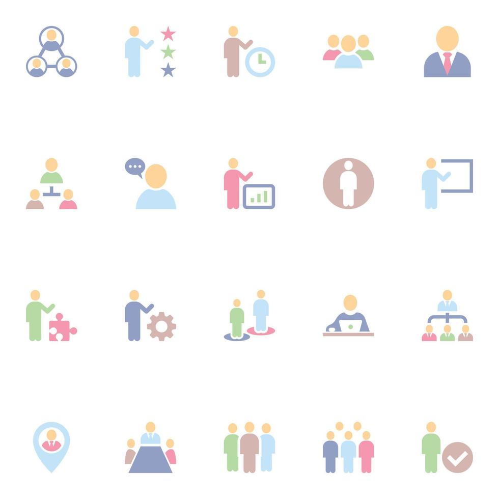 Flat color icons for human resources. vector