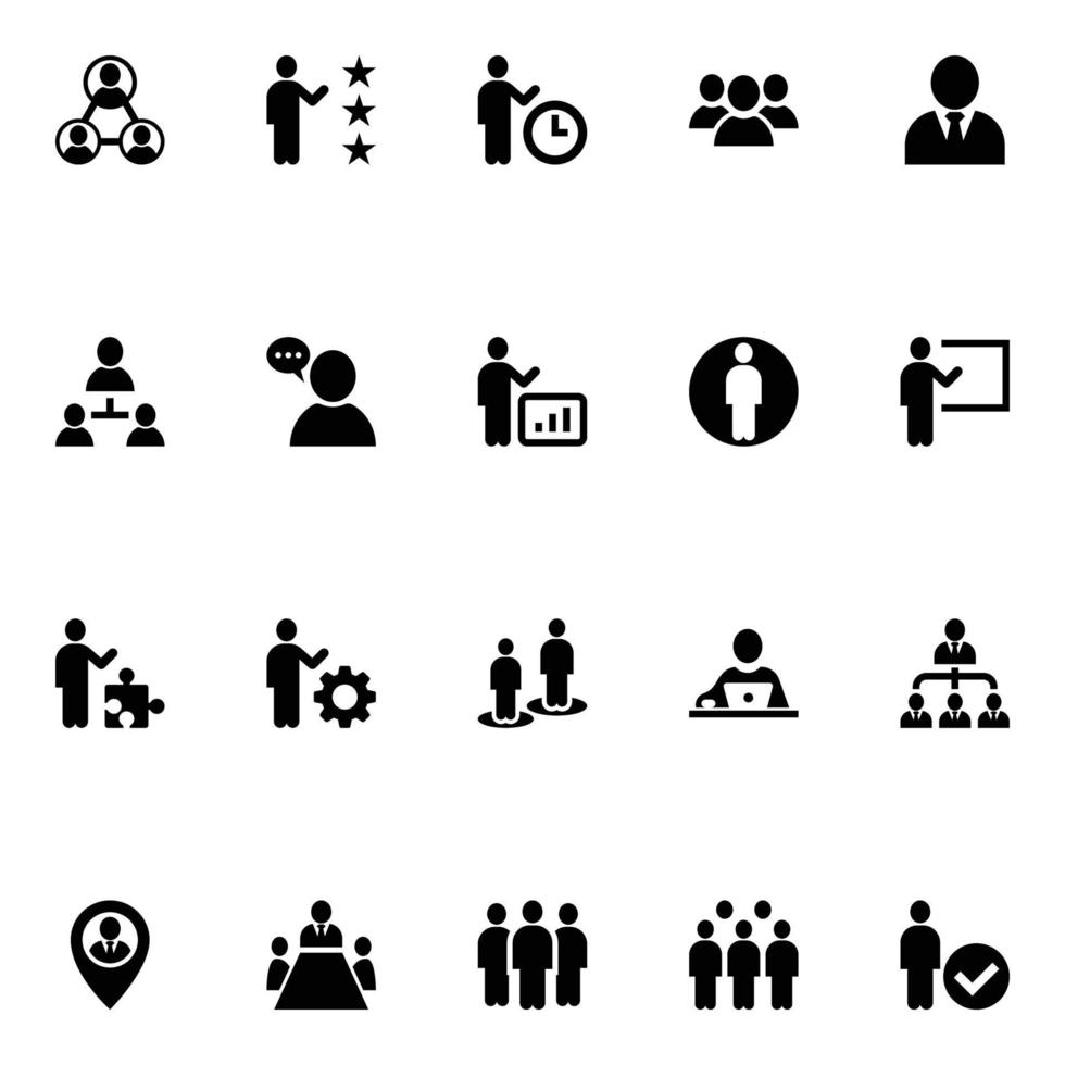 Glyph icons for human resources. vector