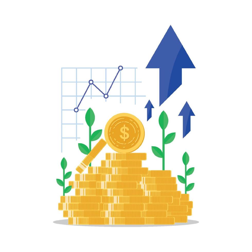 Mutual fund, Income increase, financial strategy performance, interest rate, high return on investment, budget balance, revenue growth, credit money, flat icon, Vector illustration