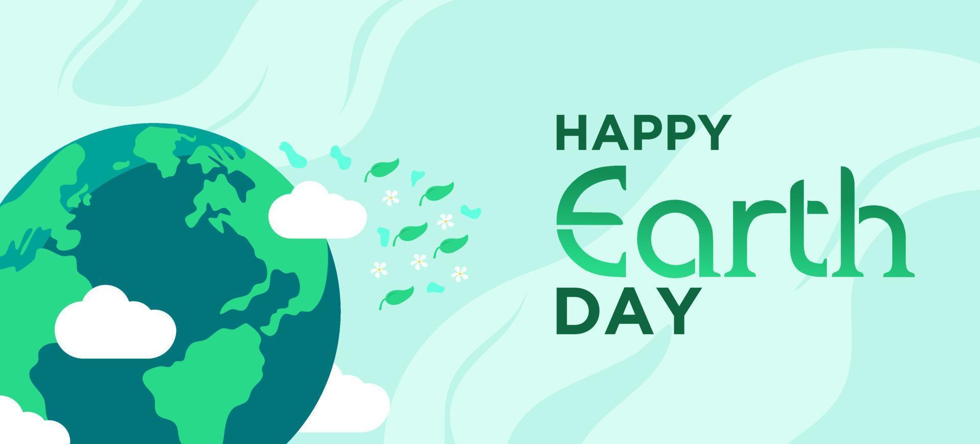 Happy Earth Day. Ecology concept. Design with world map and leaf illustration on light brown background. vector. illustration. vector