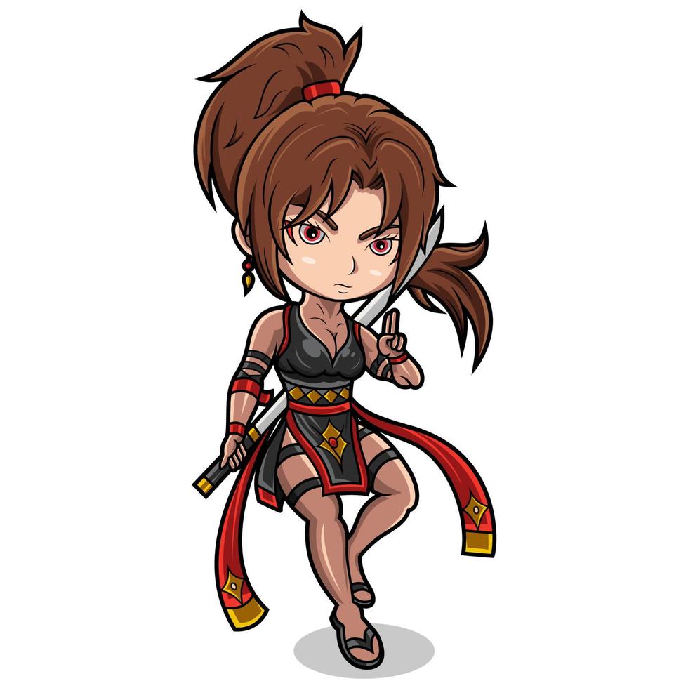 ninja girl with a sword in her hand vector