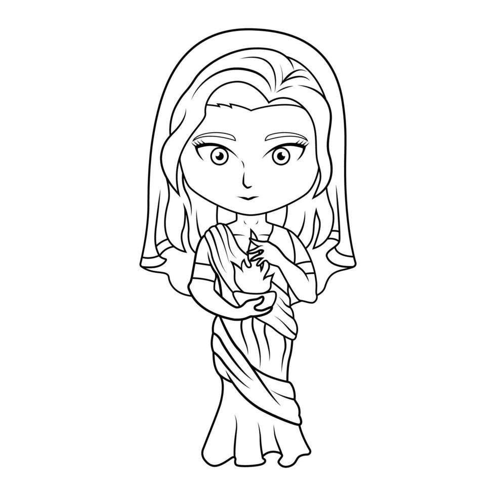 Hestia chibi esport mascot line art vector