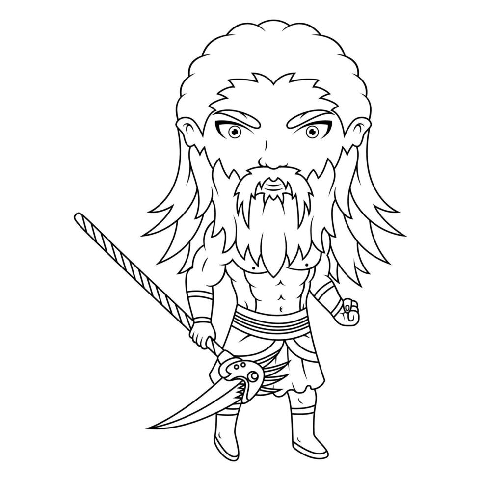 Coeus god mascot line art vector