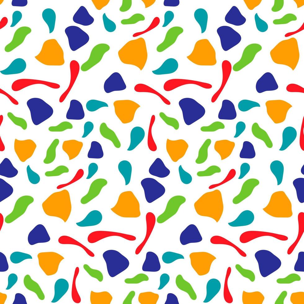 Abstract bright pattern with various elements in the form of colorful shapes. Chaotic vector texture with curved shapes. Printing on textiles and paper. Printing on gift packaging