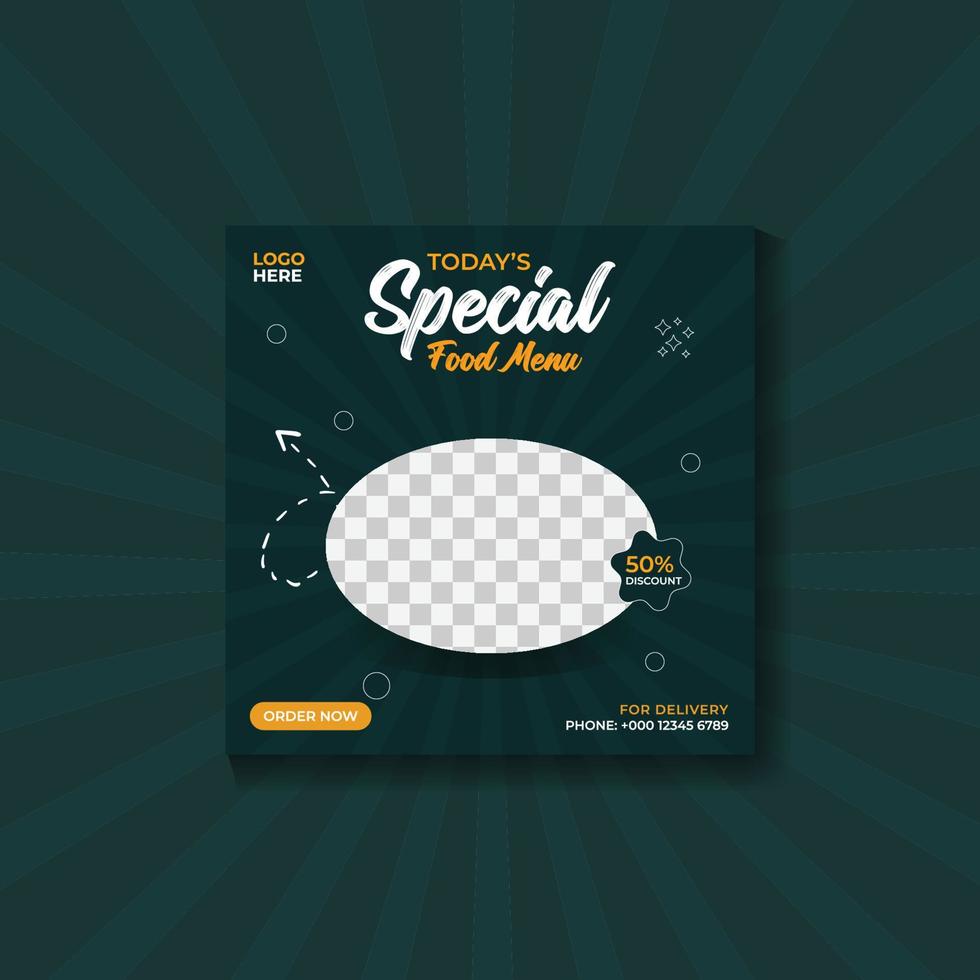 Food menu social media post and restaurant social media post template vector