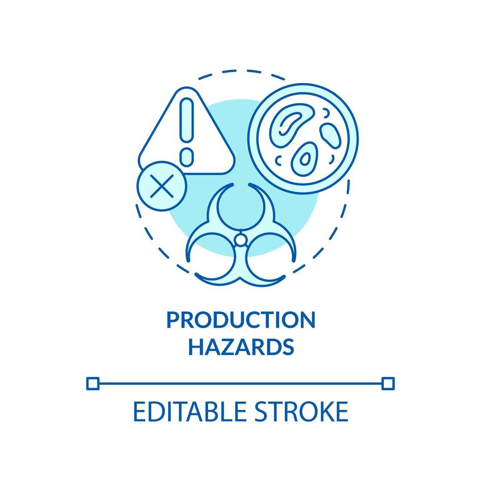 Production hazards turquoise concept icon. Safe food. Planning approach to HACCP abstract idea thin line illustration. Isolated outline drawing. Editable stroke vector