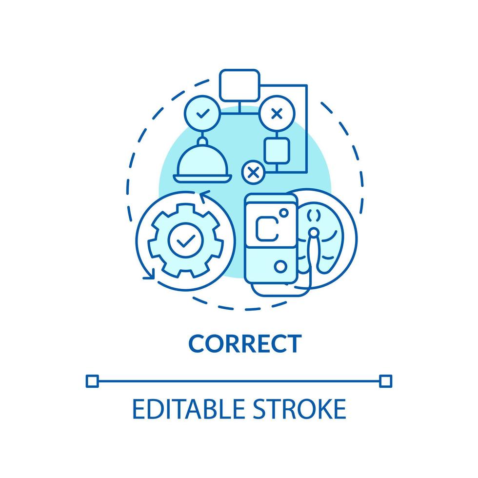 Correct turquoise concept icon. Adjust food processing temperature. HACCP on practice abstract idea thin line illustration. Isolated outline drawing. Editable stroke vector