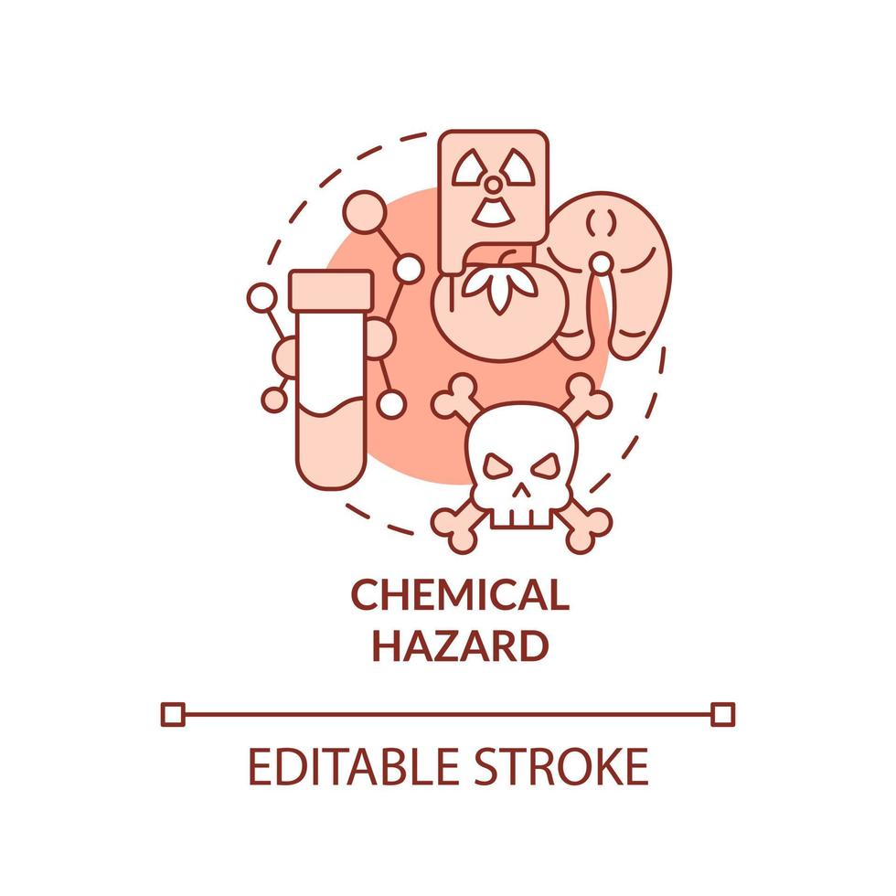 Chemical hazard terracotta concept icon. Products contamination. Food safety risk abstract idea thin line illustration. Isolated outline drawing. Editable stroke vector