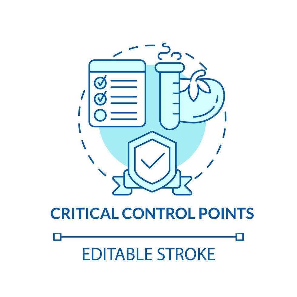 Critical control points turquoise concept icon. Reduce risks. HACCP system element abstract idea thin line illustration. Isolated outline drawing. Editable stroke vector