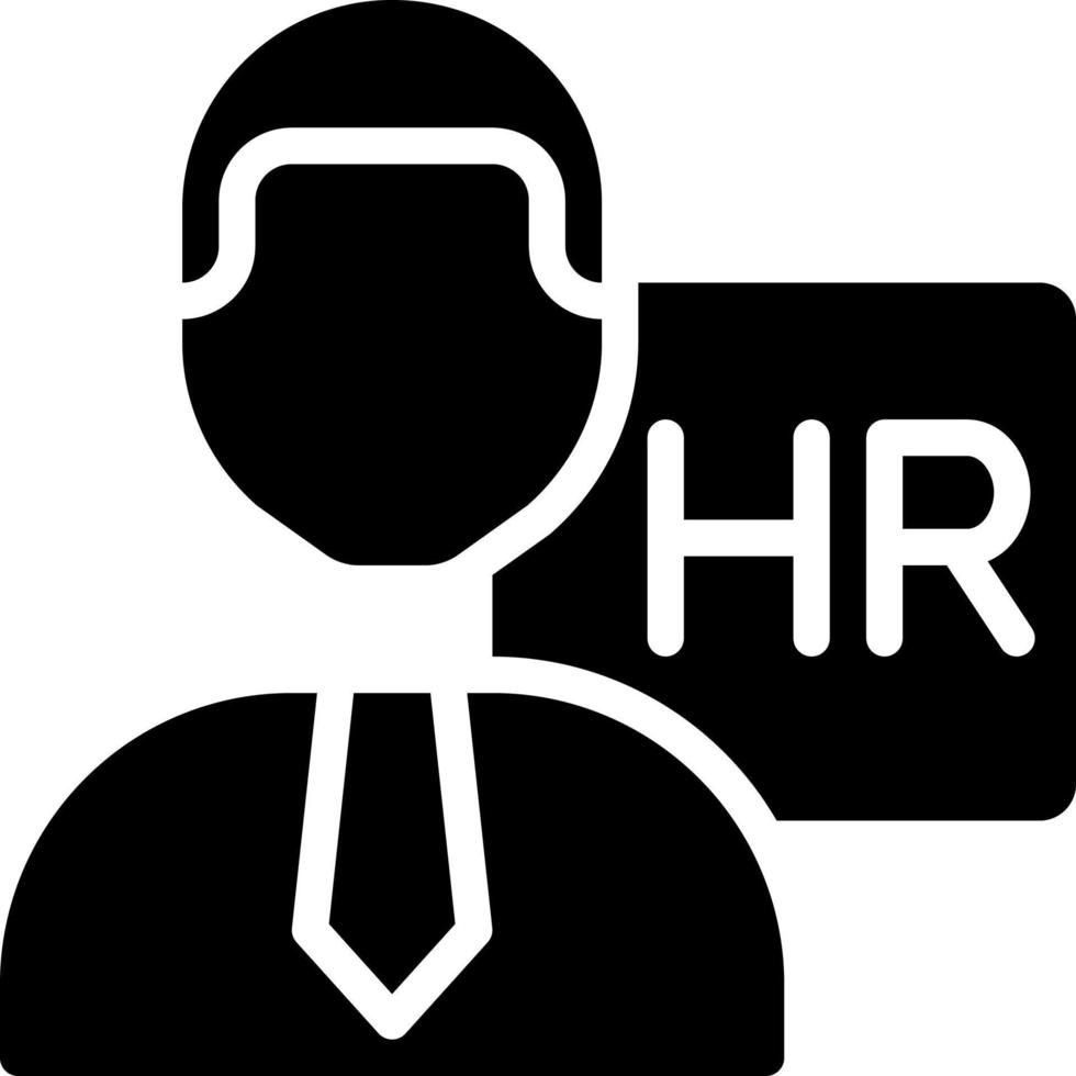 HR manager black glyph icon. Coordinates recruitment process. Human resources department. Work position. Silhouette symbol on white space. Solid pictogram. Vector isolated illustration