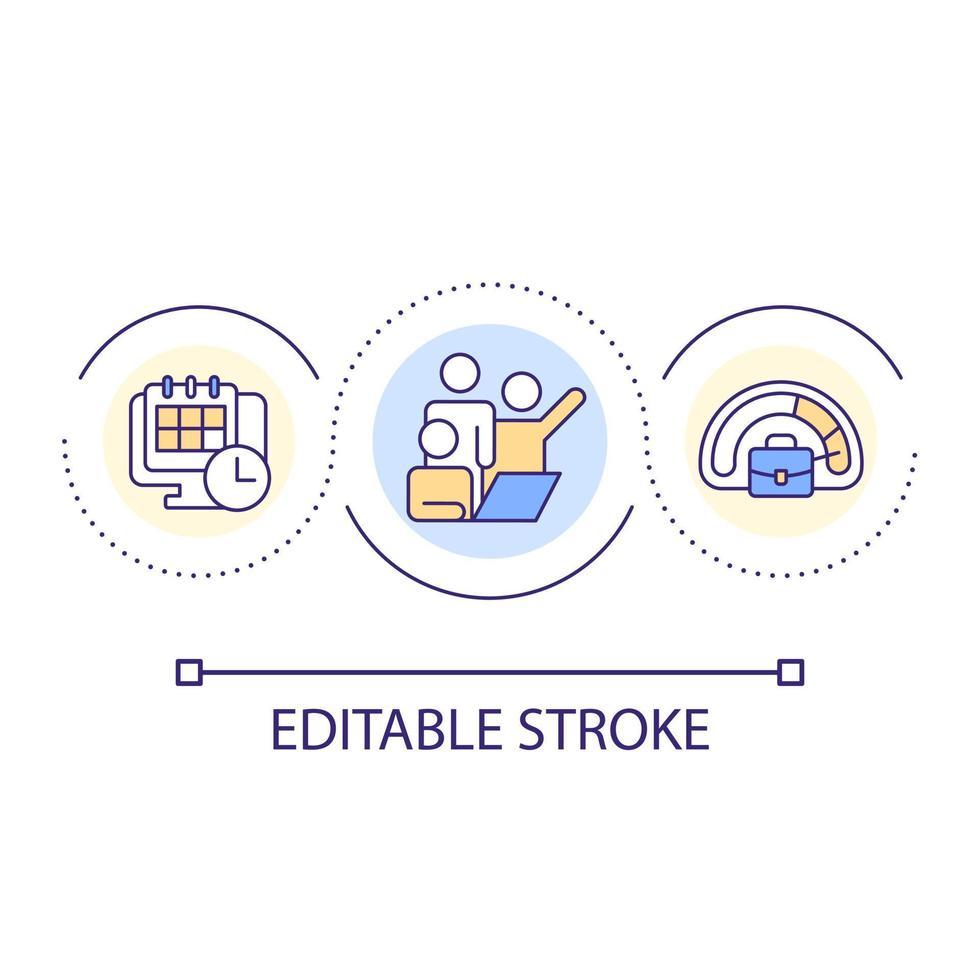 Long-term project loop concept icon. Workers cooperation. Group interaction. Teamwork abstract idea thin line illustration. Isolated outline drawing. Editable stroke vector