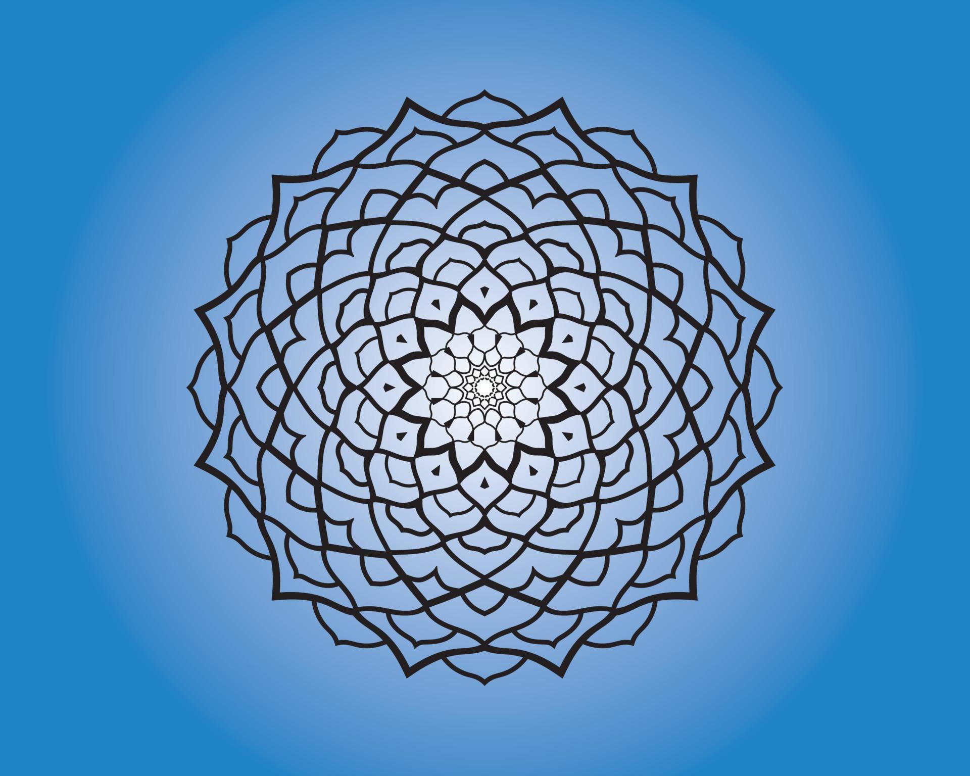 Black and white vector mandala with a pattern of the elements of the