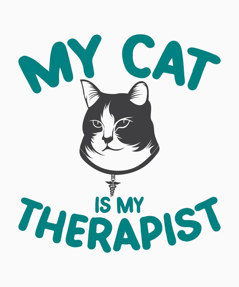 mi gato es mi terapeuta camiseta diseño con vector ilustración