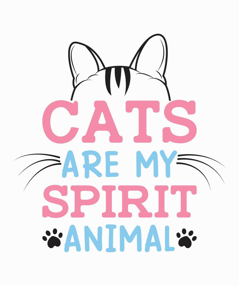 gato son mi espíritu animal camiseta diseño vector con linda gato citar