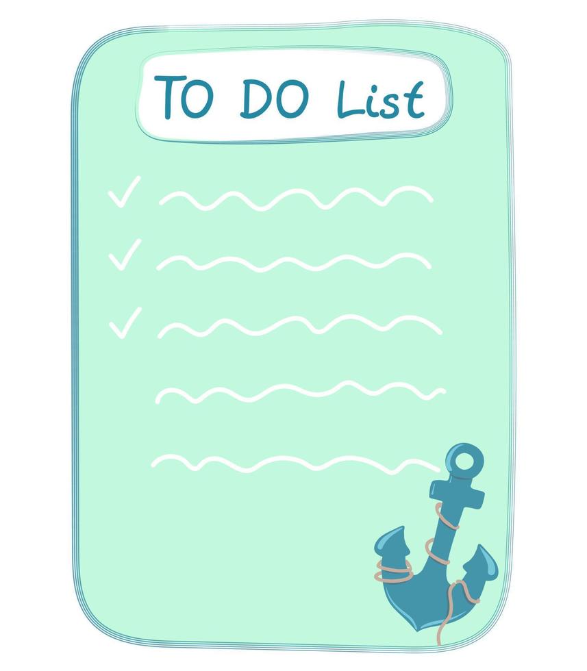 To-do list with blank space for text. Hand-drawn cute striped note paper sheet. Cartoon illustration of decorative note paper. vector