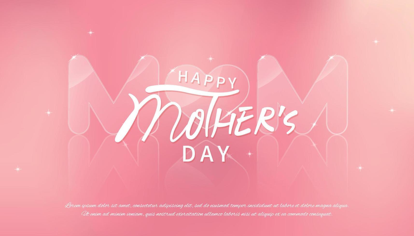 Pink vector happy mothers day background with glass texture MOM