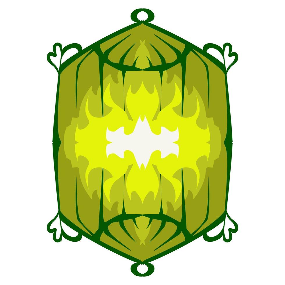 ilustración de un verde linterna con un amarillo fuego en el tema de ramadán, eid al-fitr y eid al-adha vector