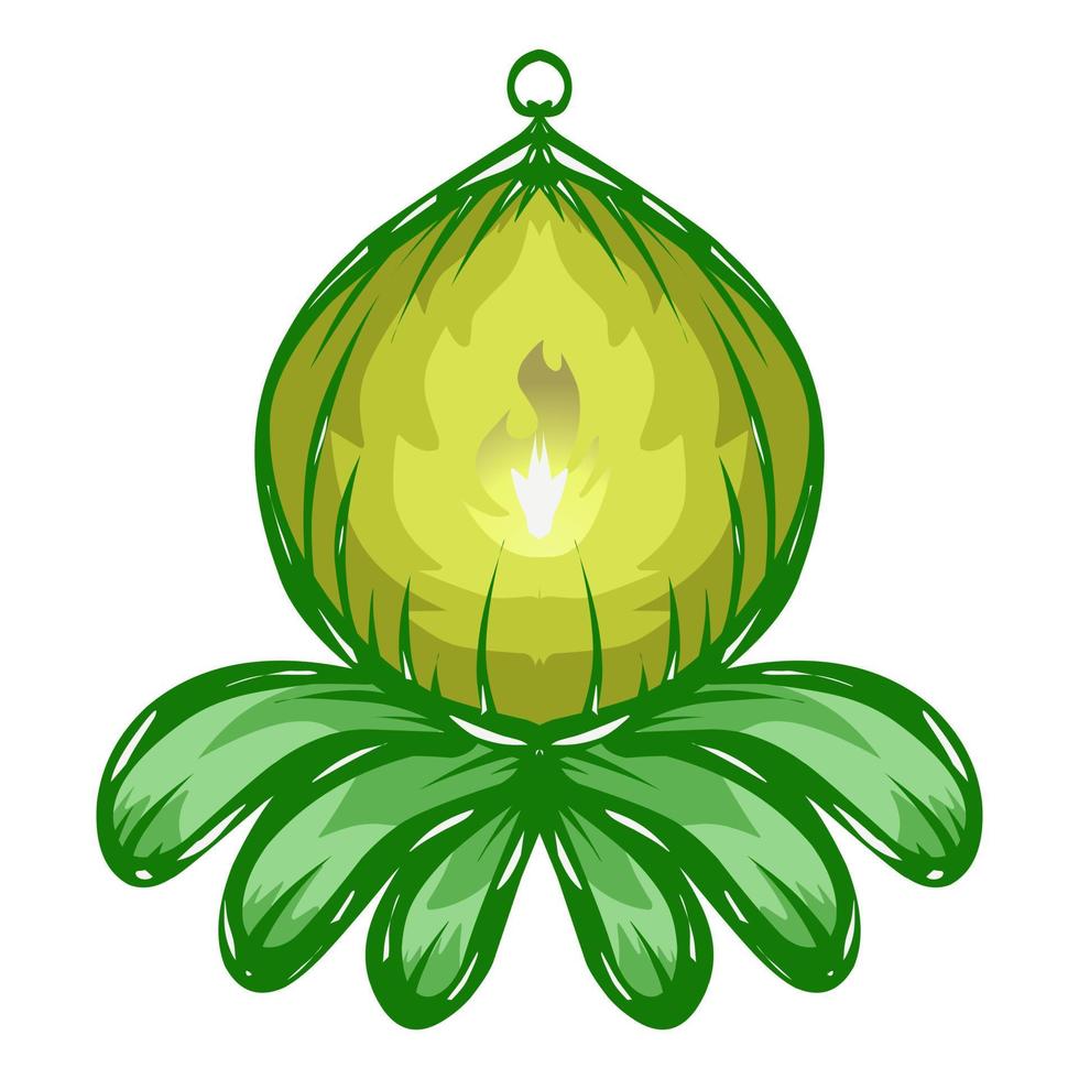 Illustration of a green lantern with a yellow flame on the theme of Ramadan, Eid al-Fitr and Eid al-Adha vector