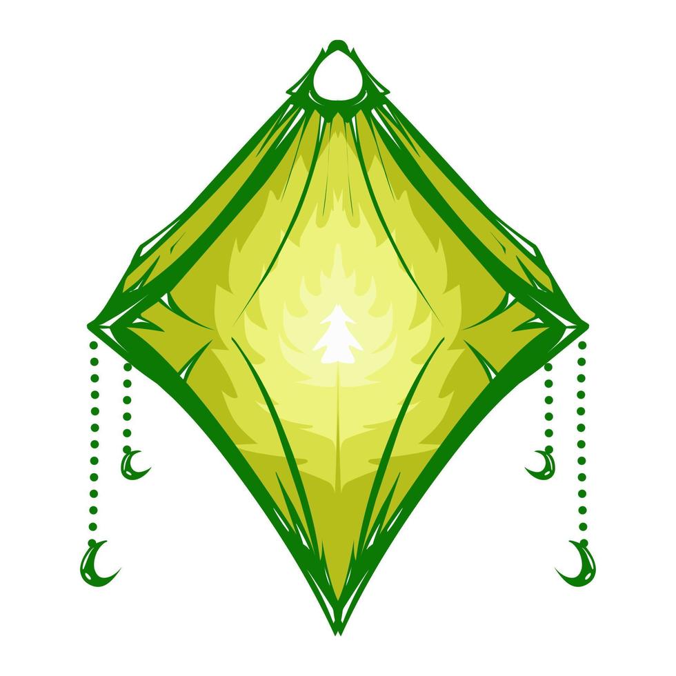 Illustration of a green lantern with a yellow flame on the theme of Ramadan, Eid al-Fitr and Eid al-Adha vector