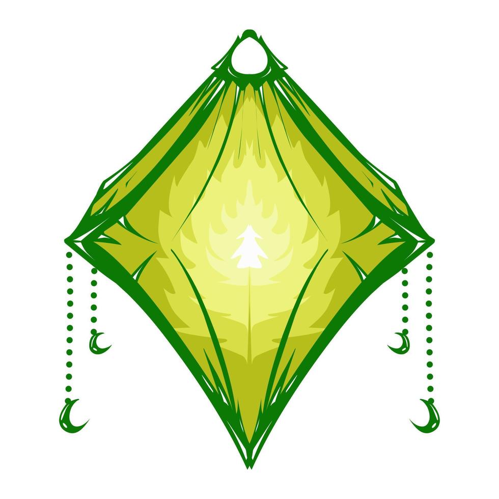 Illustration of a green lantern with a yellow flame on the theme of Ramadan, Eid al-Fitr and Eid al-Adha vector