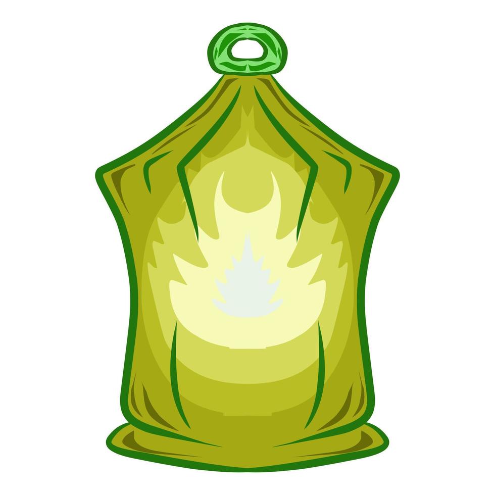 Illustration of a green lantern with a yellow flame on the theme of Ramadan, Eid al-Fitr and Eid al-Adha vector