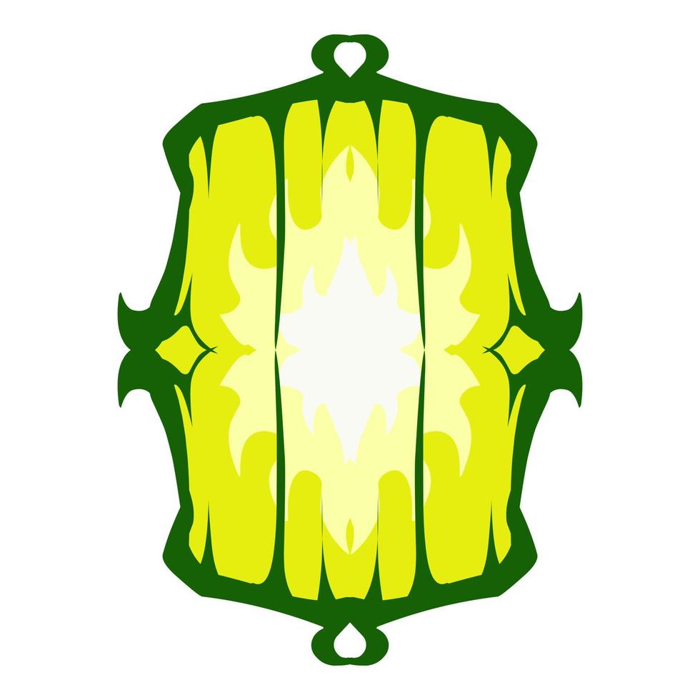 Illustration of a green lantern with a yellow flame on the theme of Ramadan, Eid al-Fitr and Eid al-Adha vector