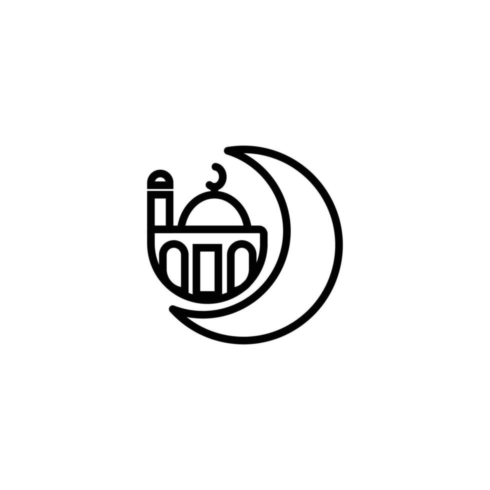 moon and mosque sign symbol. vector illustration